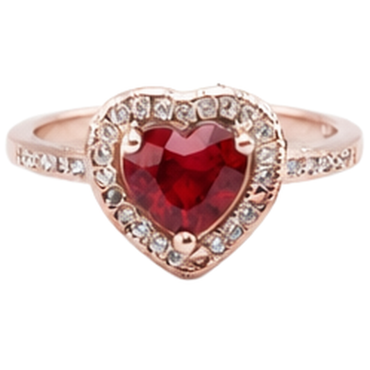 8.5 Carats Red AAA Ruby With Natural Earth Mined Diamond ( Not Lab Grown )  Ring Rose Gold 14K