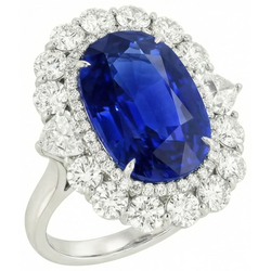 8.50 Carats Blue Sapphire Natural Earth Mined Diamond ( Not Lab Grown ) Wedding Ring White Gold 14K