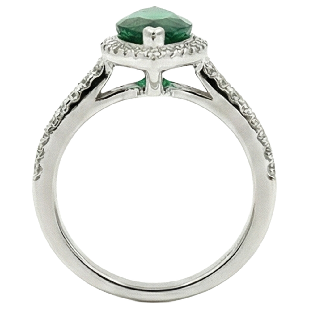 8.50 Carats Green Emerald With Natural Earth Mined Diamond Ring White Gold Fine Jewelry