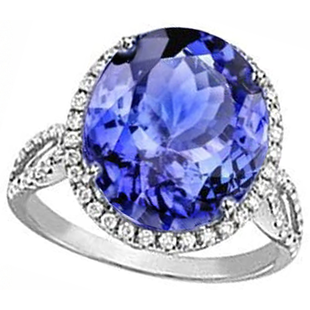 8.65 Ct. Wedding Ring AAA Oval Tanzanite And Round Natural Earth Mined Diamond ( Not Lab Grown )s