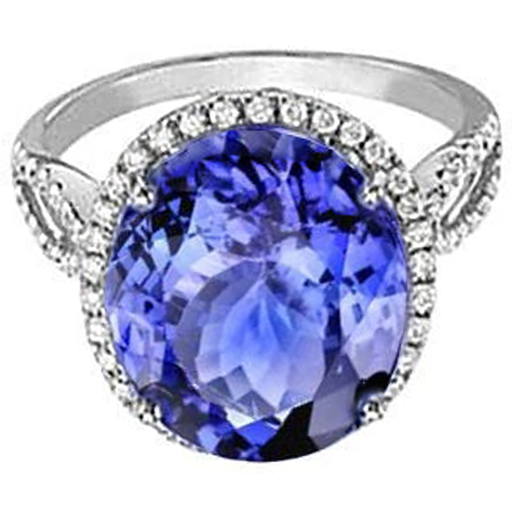 8.65 Ct. Wedding Ring AAA Oval Tanzanite And Round Natural Earth Mined Diamond ( Not Lab Grown )s