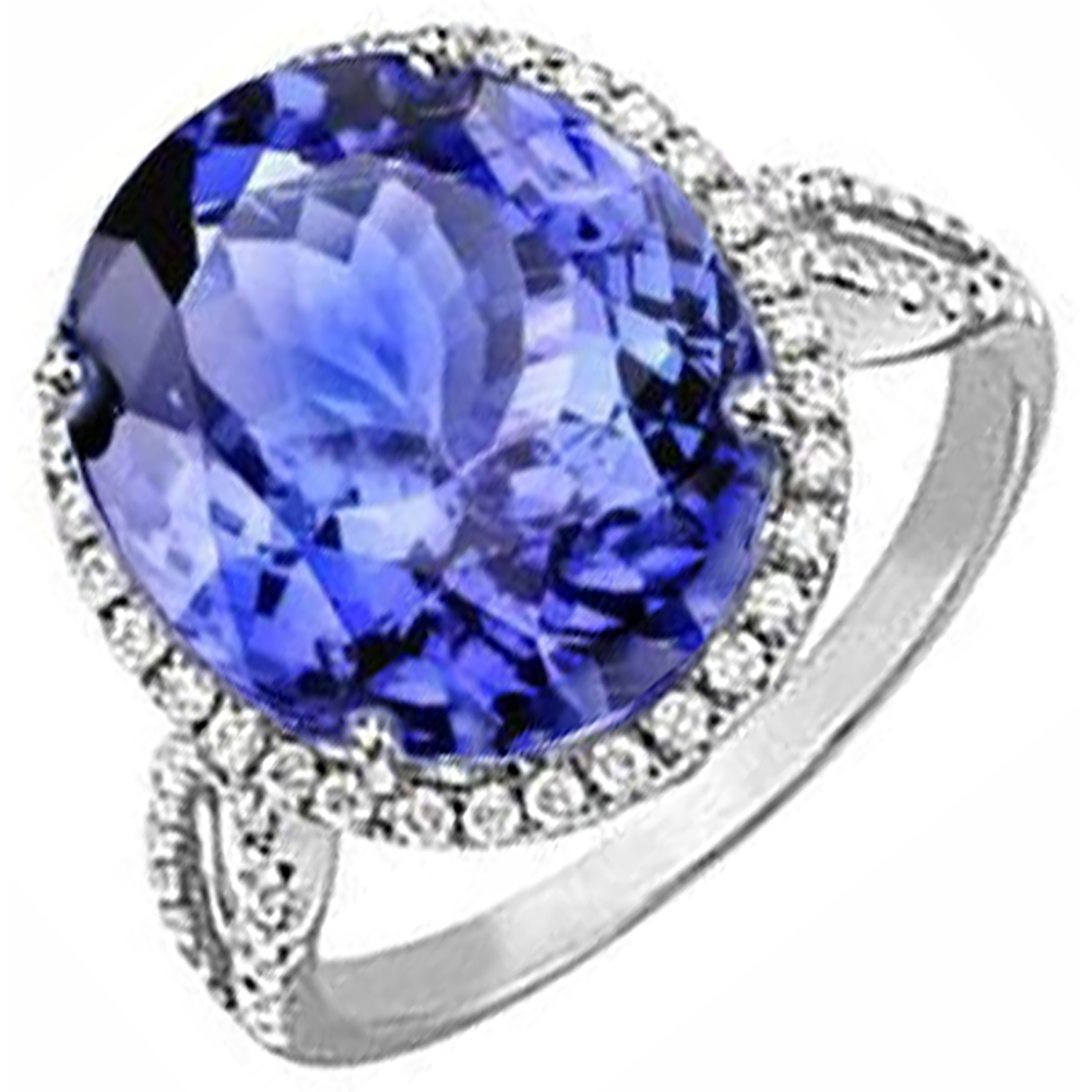 8.65 Ct. Wedding Ring AAA Oval Tanzanite And Round Natural Earth Mined Diamond ( Not Lab Grown )s