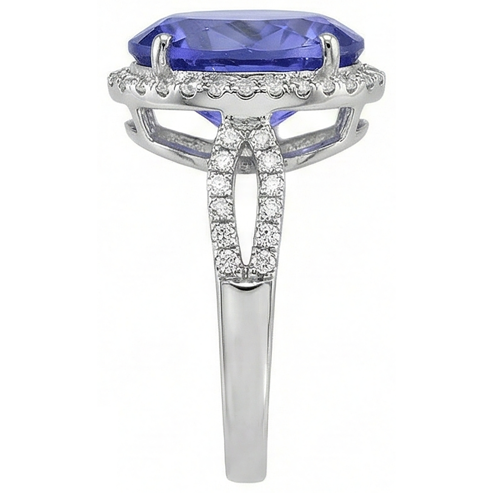 8.65 Ct. Wedding Ring AAA Oval Tanzanite And Round Natural Earth Mined Diamond ( Not Lab Grown )s