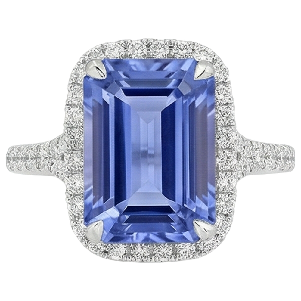 natural round tanzanite 8.75ct ring side angle