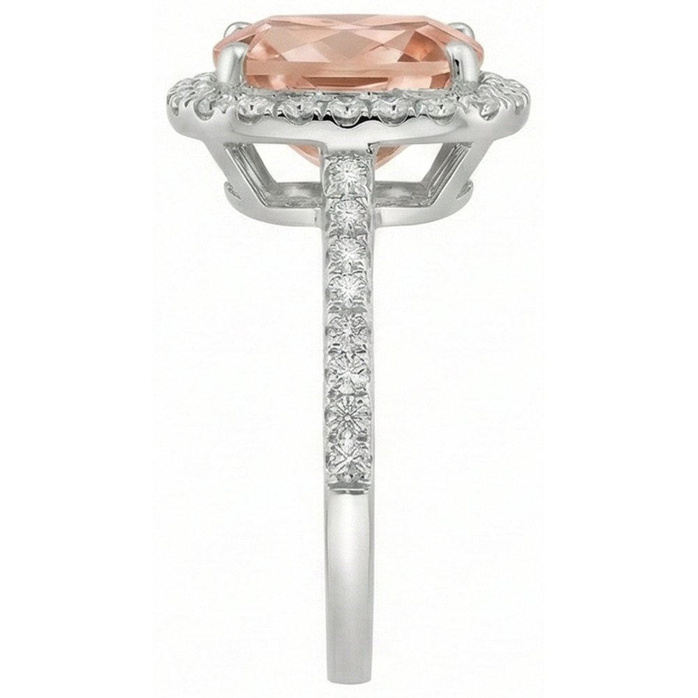 8.75 Ct Sparkling Morganite And Natural Earth Mined Diamond ( Not Lab Grown ) s Ring White Gold 14K