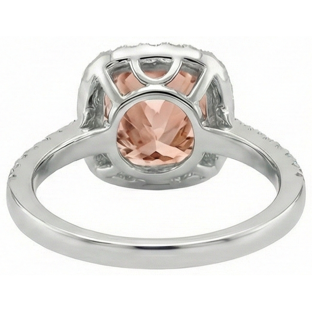 8.75 Ct Sparkling Morganite And Natural Earth Mined Diamond ( Not Lab Grown ) s Ring White Gold 14K