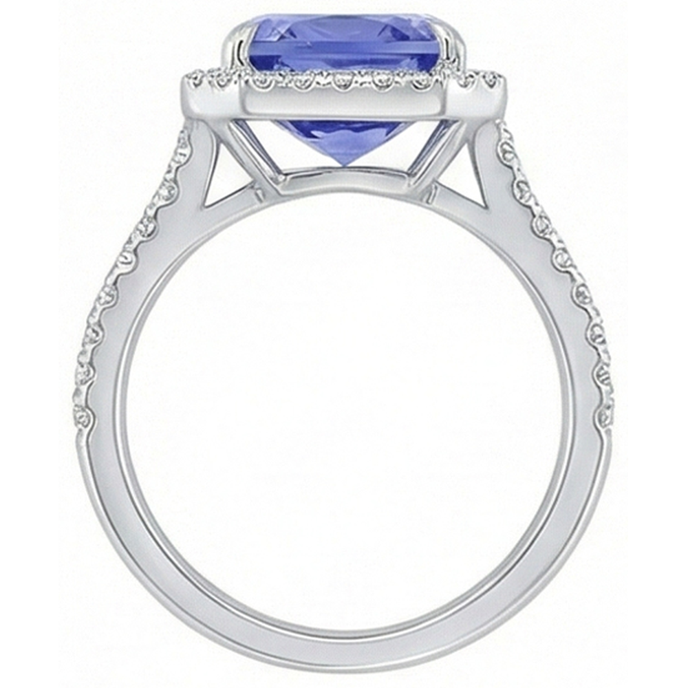 8.80 Ct. Radiant Ceylon Sapphire And Natural Earth Mined Diamond ( Not Lab Grown ) s Engagement Ring