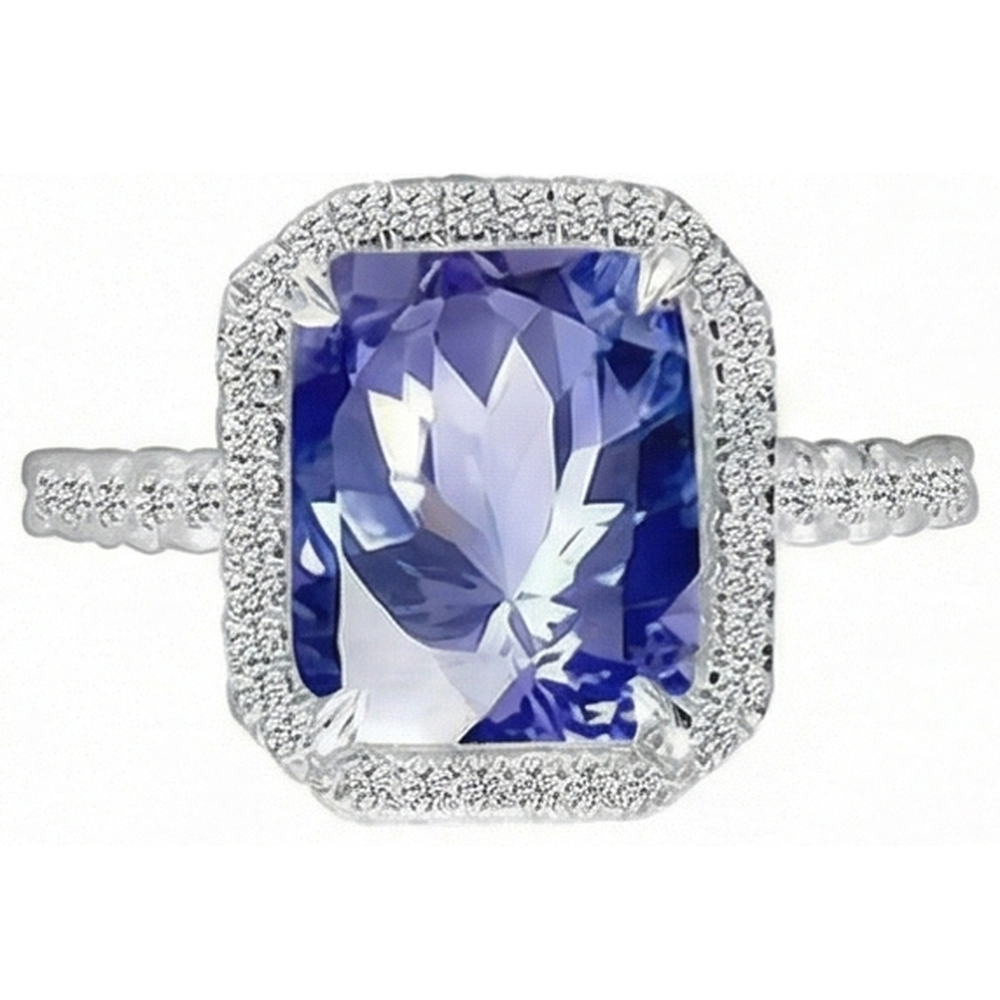 8.80 Ct. Radiant Ceylon Sapphire And Natural Earth Mined Diamond ( Not Lab Grown ) s Engagement Ring