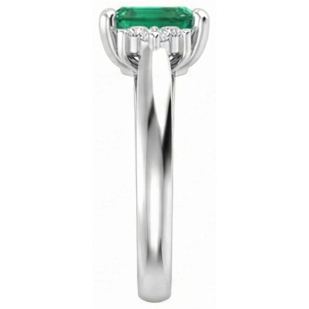 8.90 Carats Green Emerald With White Natural Earth Mined Diamond ( Not Lab Grown ) s Ring 14K White Gold