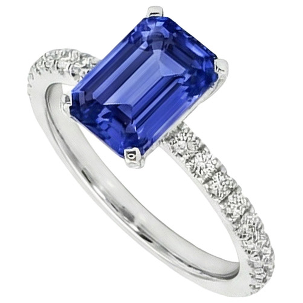 8 Carat Blue Sapphire Ring With Natural Earth Mined Diamond ( Not Lab Grown )s