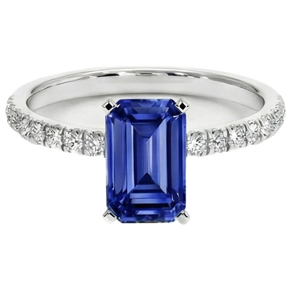 8 Carat Blue Sapphire Ring With Natural Earth Mined Diamond ( Not Lab Grown )s