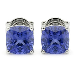 8 Carat Princess Sri Lankan Sapphire Studs Earrings Women Jewelry