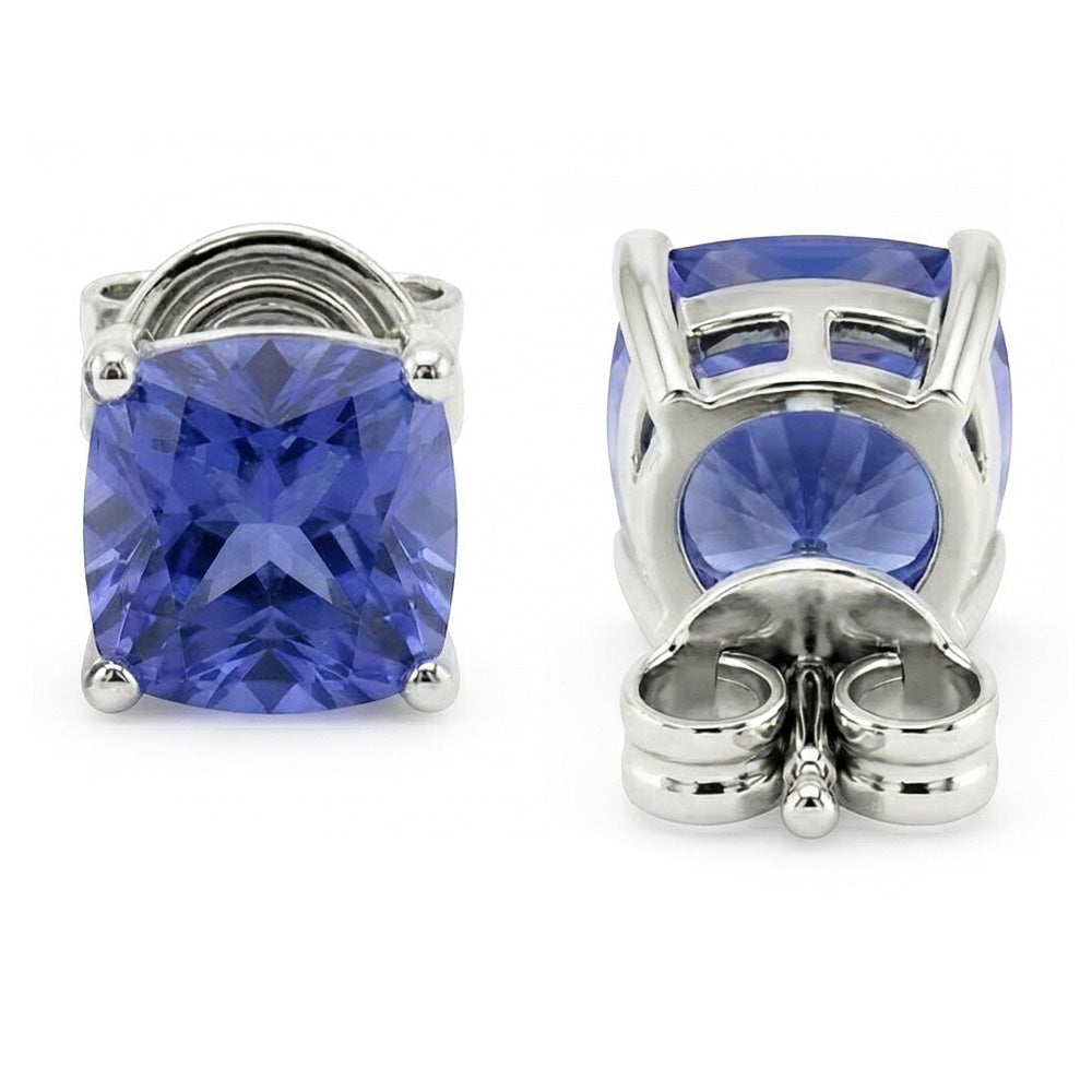 8 Carat Princess Sri Lankan Sapphire Studs Earrings Women Jewelry