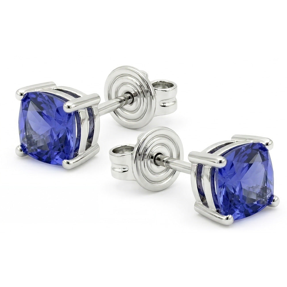 8 Carat Princess Sri Lankan Sapphire Studs Earrings Women Jewelry