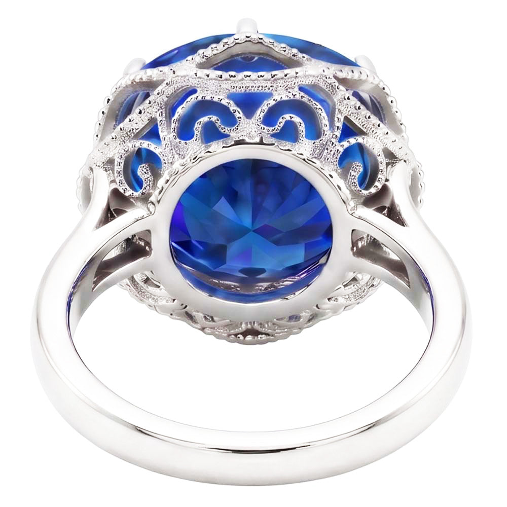 8 Carat Sapphire Milgrain Engagement Ring
