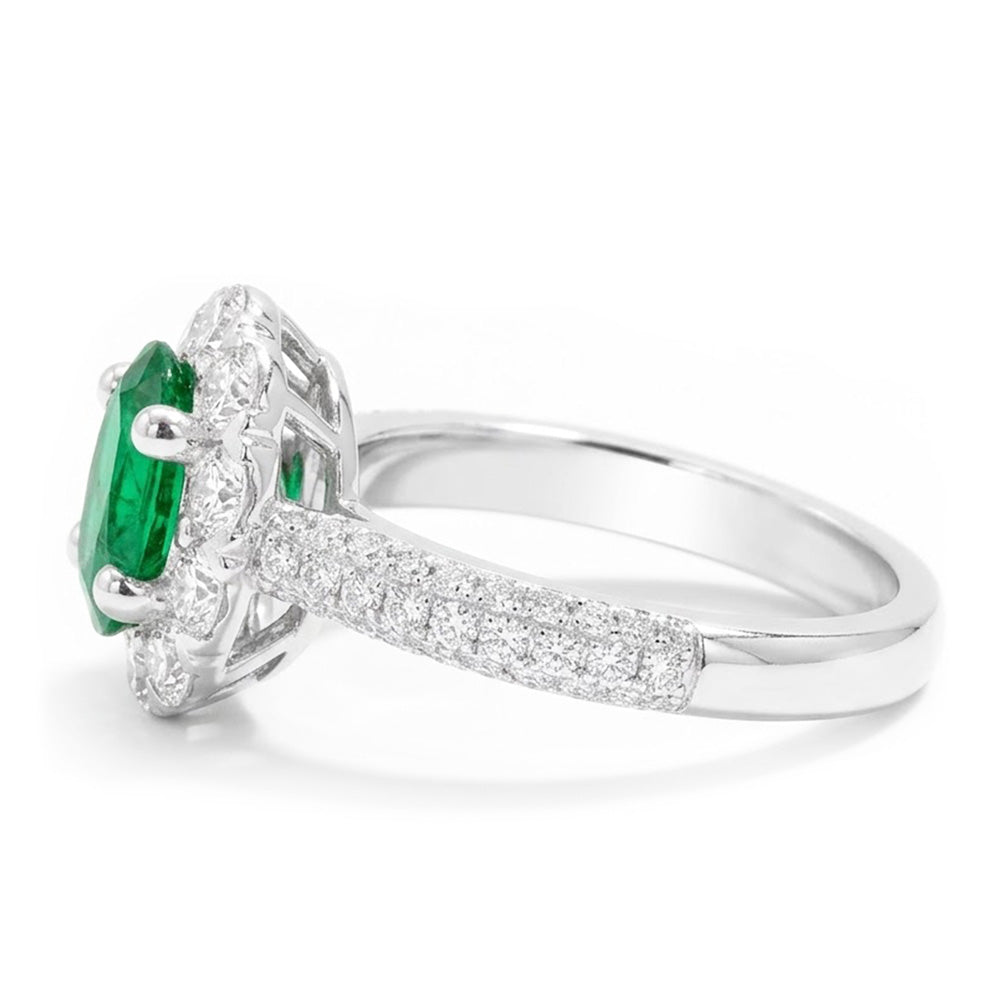 8 Carats Green Emerald And Natural Earth Mined Diamond ( Not Lab Grown ) s Engagement Ring White Gold 14K