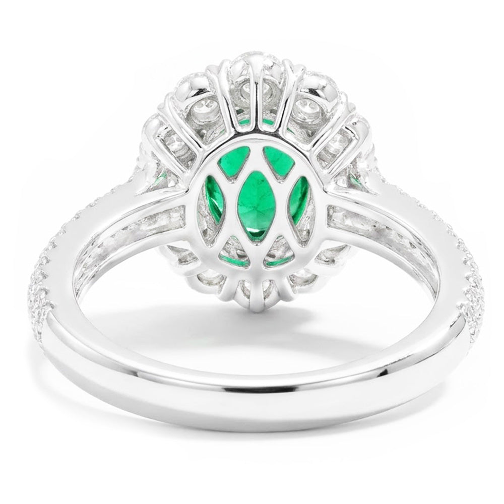 8 Carats Green Emerald And Natural Earth Mined Diamond ( Not Lab Grown ) s Engagement Ring White Gold 14K