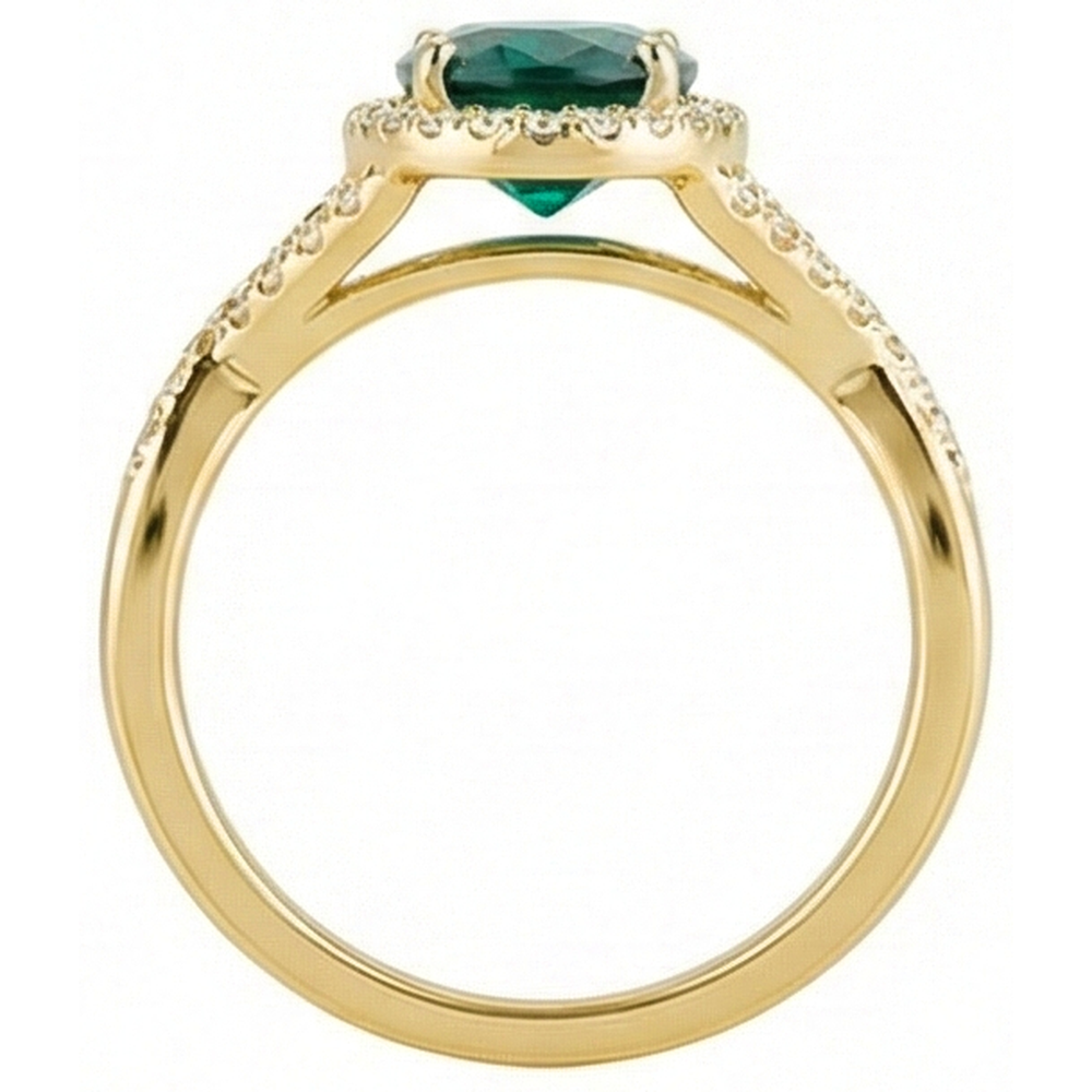 8 Ct Green Emerald Stone Ring With Natural Earth Mined Diamond ( Not Lab Grown ) Jewelry Yellow Gold 14K