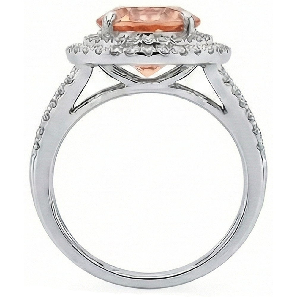 8 Ct Morganite Halo Natural Earth Mined Diamond ( Not Lab Grown )s Ring White Gold 14K New