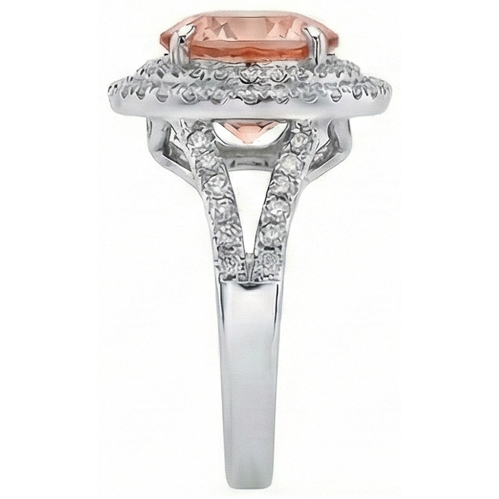 8 Ct Morganite Halo Natural Earth Mined Diamond ( Not Lab Grown )s Ring White Gold 14K New