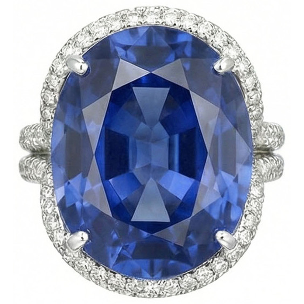 natural round sapphire 8ct ring close up detail