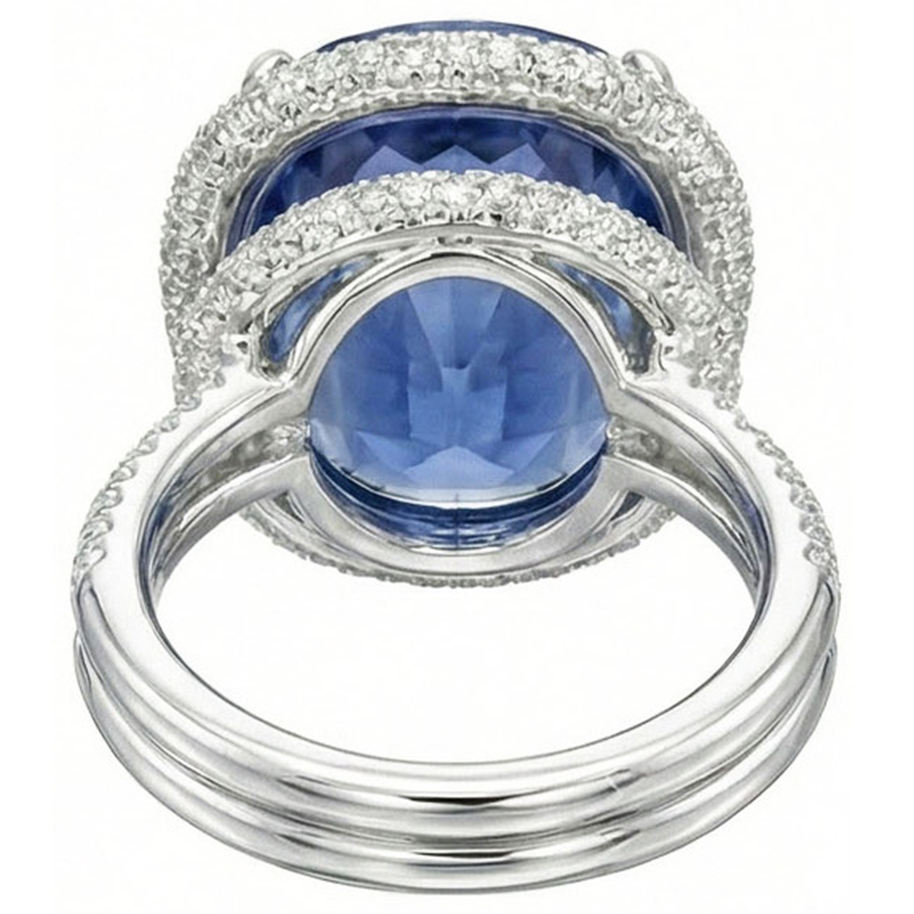 natural round sapphire 8ct ring profile view