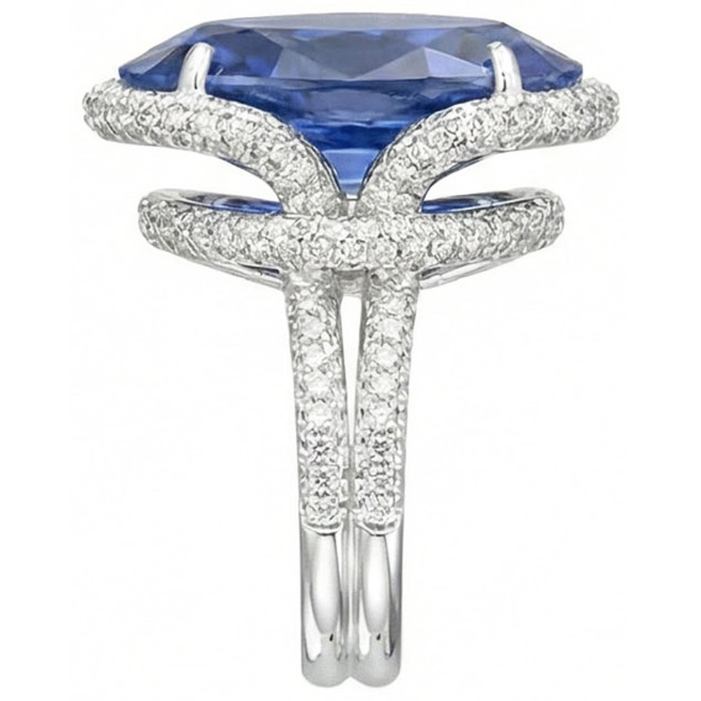 natural round sapphire 8ct ring top view