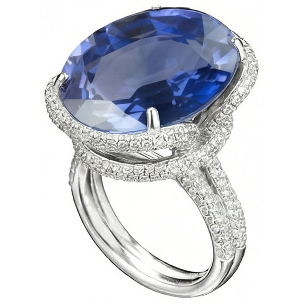 natural round sapphire 8ct ring side angle