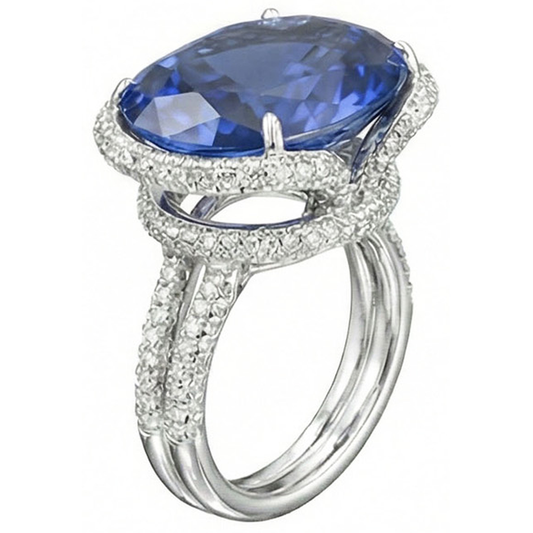 8 Ct Oval Sapphire IGI CERTIFIED Diamond Ring