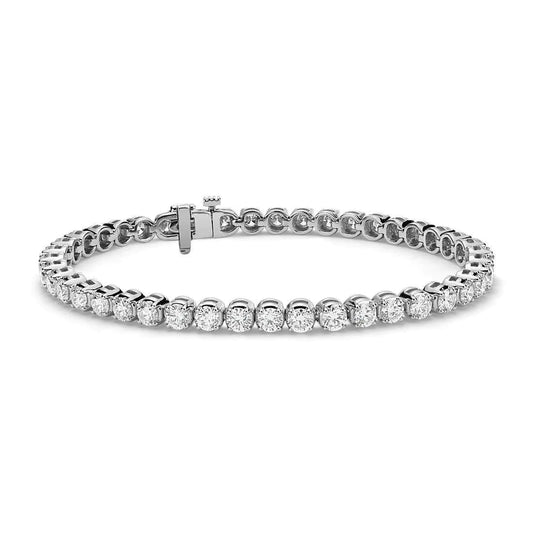 8.10 Carats Round Real Diamond Tennis Bracelet 45 Stones White Gold 14K