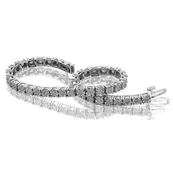 8.10 Carats Round Tennis Bracelet White Gold 14K Lab Grown Diamond Cut Mounting