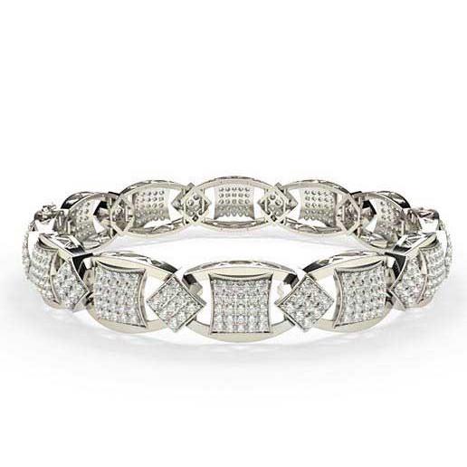 8.20 Carats Sparkling Natural Diamonds Link Men Bracelet White Gold 14K