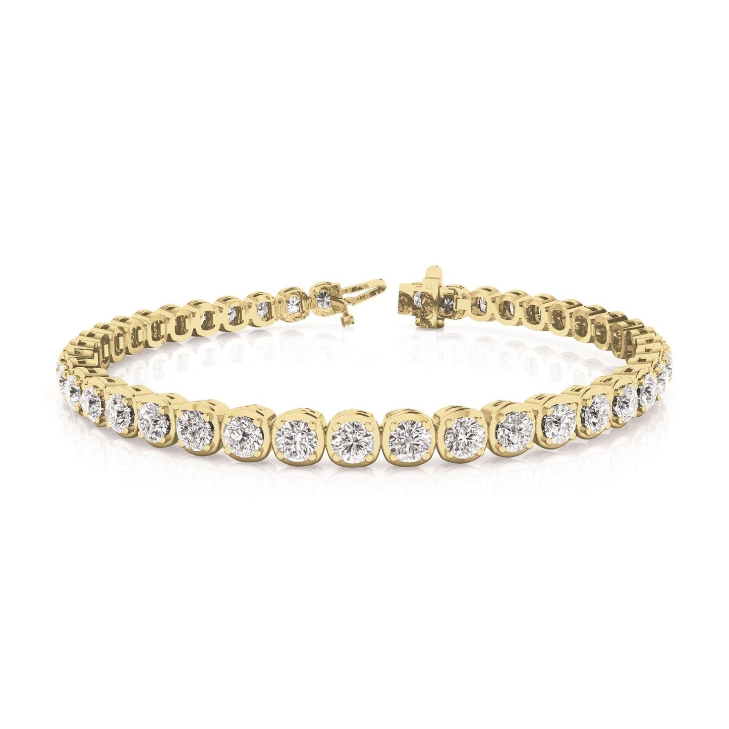 8.40 Carats Genuine Sparkling Diamonds Tennis Bracelet Yellow Gold