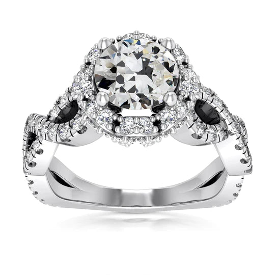 8.50 Carats Halo Round Old Miner Real Diamond Prong Infinity Style