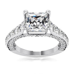 8.50 Carats Square Cut Old Miner Real Natural Earth Mined Diamond Ring Antique Style Jewelry