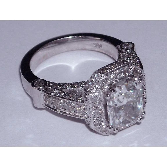 8.51 Carat Real Diamond Engagement Ring Band Radiant Cut