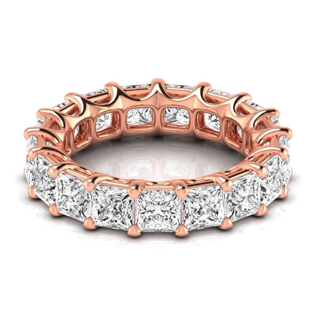 Fine Diamond Princess Eternity Band in 14K Rose Gold – front view