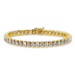 8.60 Carats Sparkling Round Genuine Diamonds Tennis Bracelet Gold Yellow 14K