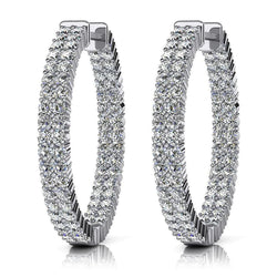 8.60 Ct Gorgeous Round Cut Genuine Diamonds Lady Hoop Earrings White Gold 14K