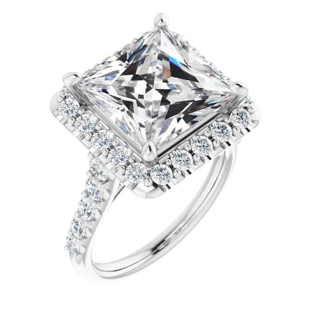 8.75 Carats Round & Square Cut Old Miner Natural Diamond Halo Ring Gold