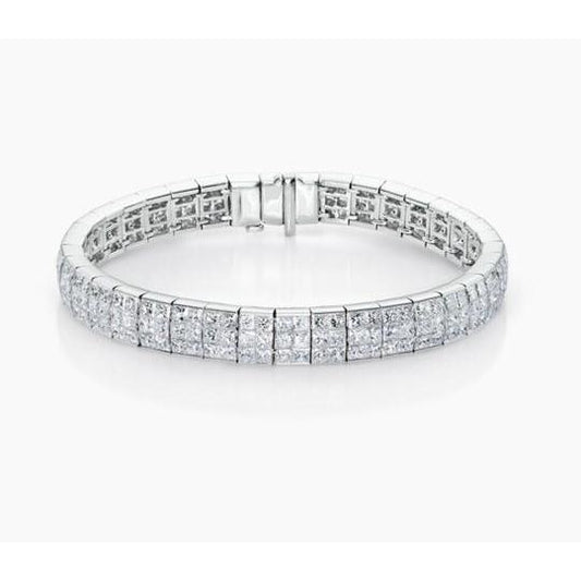 8.75 Carats Small Round Cut Lab Grown Diamonds Tennis Bracelet Gold White 14K