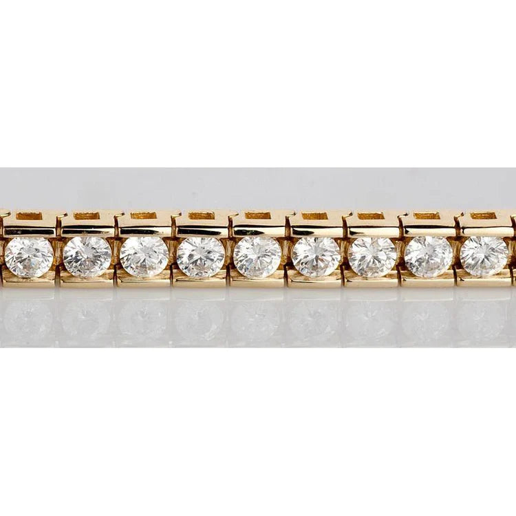8.80 Carat Round Genuine Diamonds Tennis Bracelet Set Gold