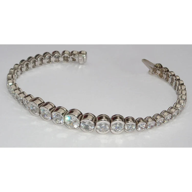 8.80 Carats Natural Diamond Tennis Bracelet Vs Graduated Bezel