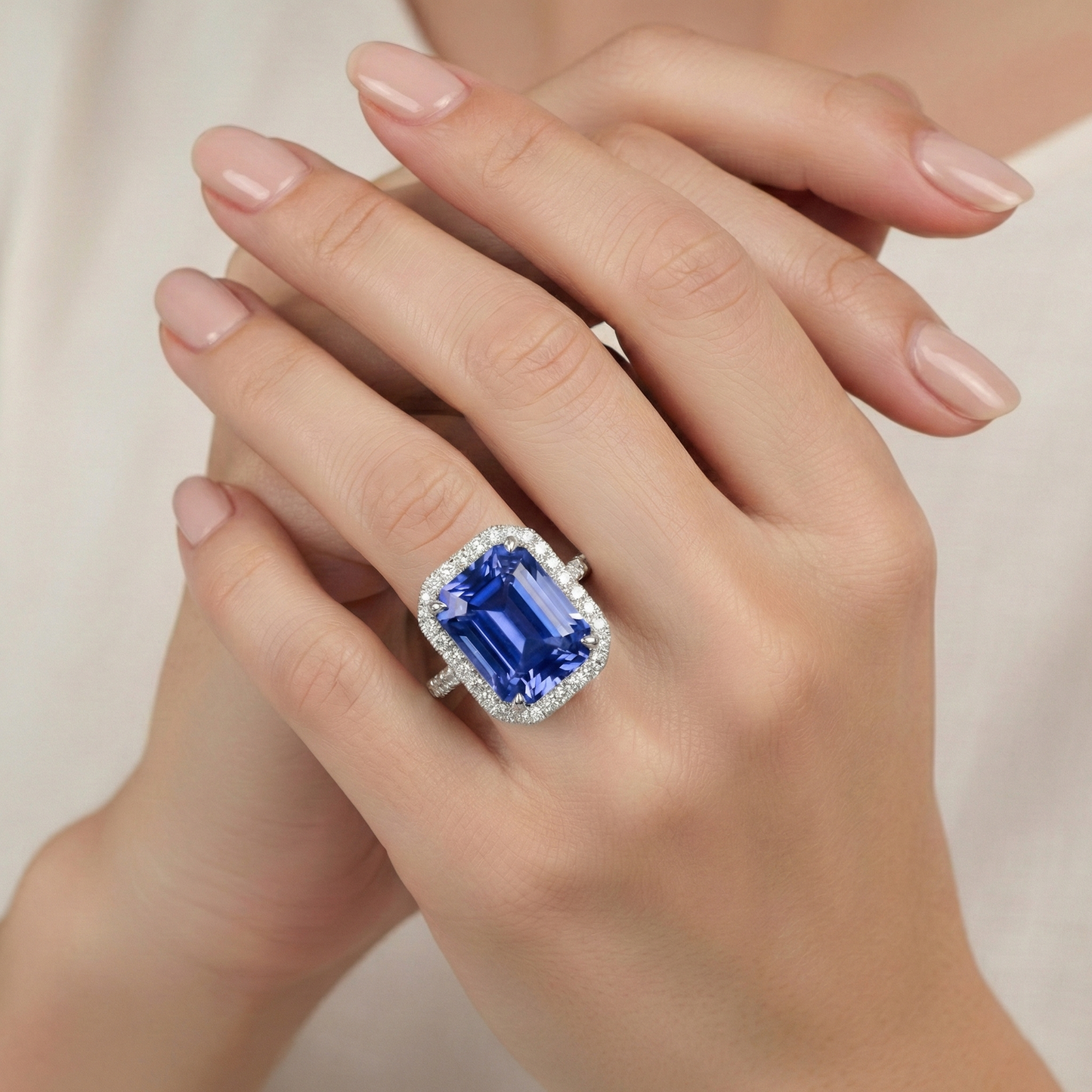 8.80 Ct. Radiant Ceylon Sapphire And Natural Earth Mined Diamond ( Not Lab Grown ) s Engagement Ring