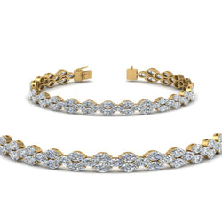 8.80 Ct Real Marquise Cut Diamond Tennis Bracelet Solid Yellow Gold 14K