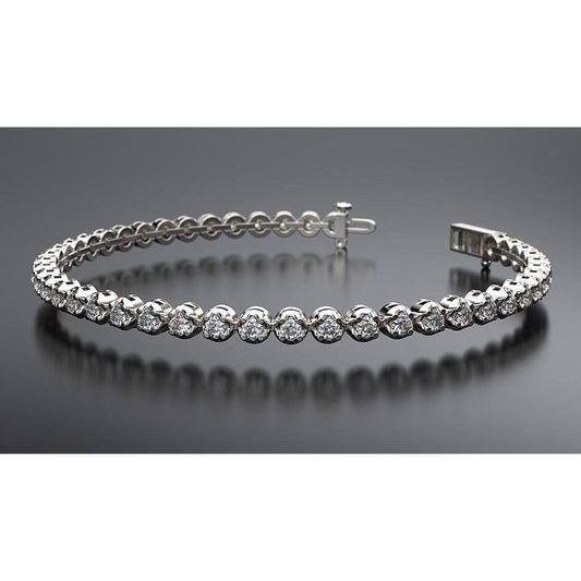 8.80 Round Real Diamond Tennis Bracelet 44 Stones White Gold 14K