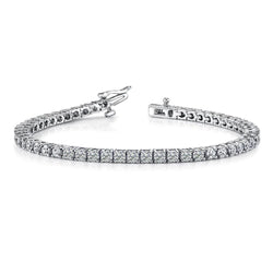 8.85 Carats Sparkling Prong Set Real Diamonds Tennis Bracelet 14K Gold