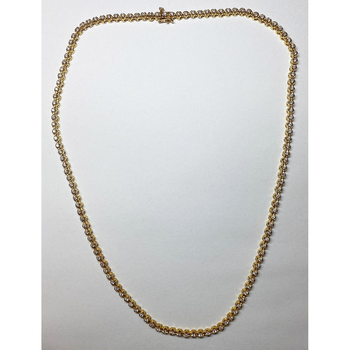 8.8 Ct Diamond Mens Necklace 22 Inches Strand Yellow Gold 4.5 mm Wide