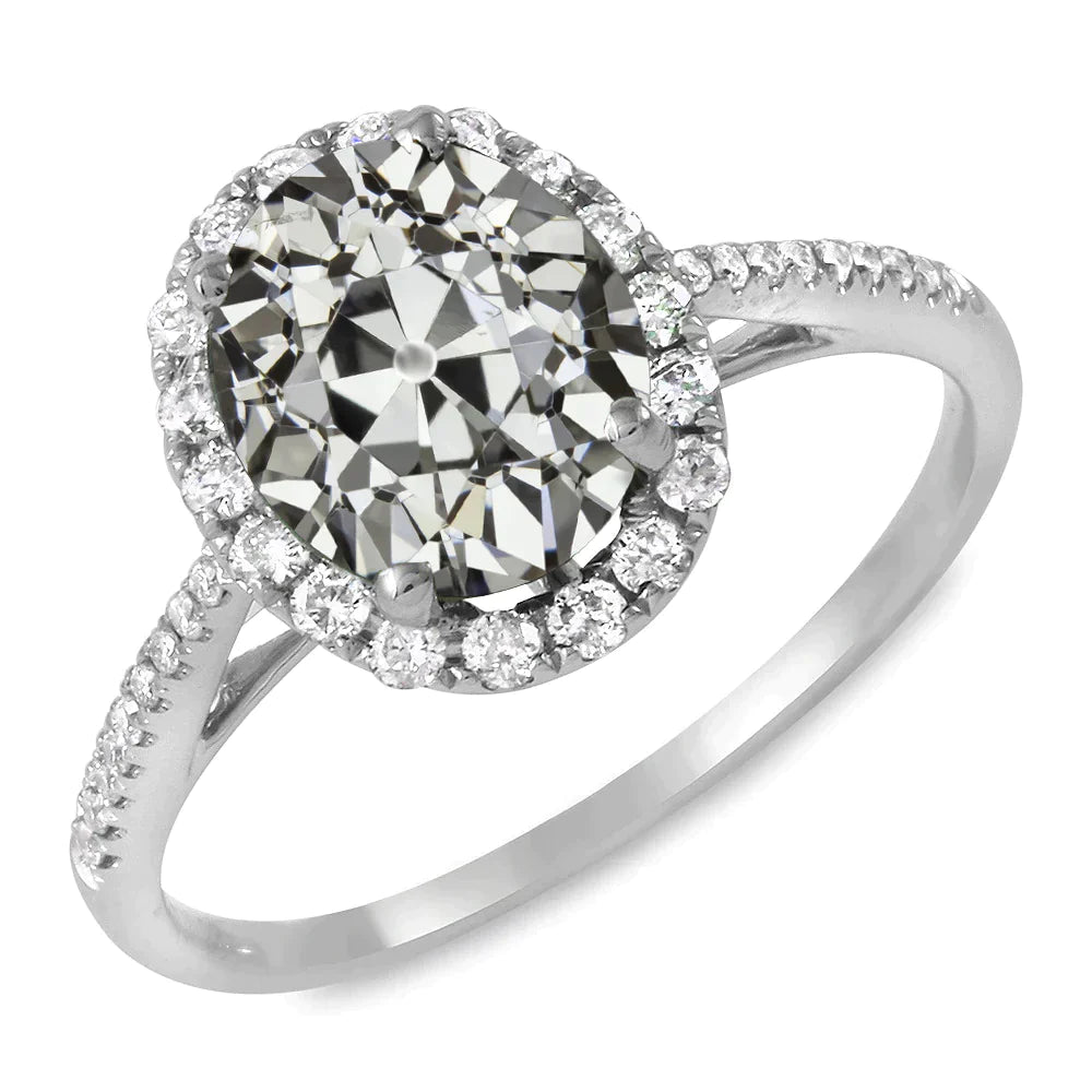 8 Carat Cathedral Setting Oval Real Diamond Ring