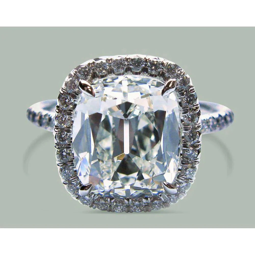 8 Carat Halo Cushion Real Diamond Ring